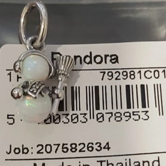 Authentic PANDORA STERLING SILVER OPALESCENT SNOWMAN DANGLE CHARM 792981C01 - Picture 2 of 11